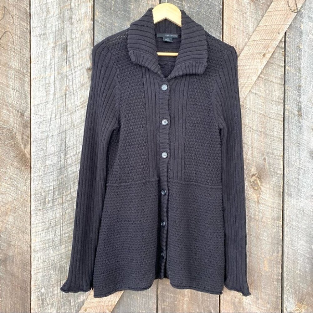 Calvin Klein cardigan, 💯 cotton knit, black - Picture 1 of 13